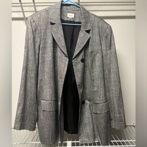 Neiman Marcus 100% silk Blazer Gray Tweed Career Jacket Plus Size 18W